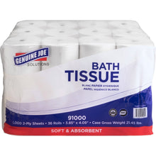 Load image into Gallery viewer, Genuine Joe Low Core 2-ply Bath Tissue - 2 Ply - 1000 Sheets/Roll - White - Embossed - For Bathroom - 2016 / Pallet