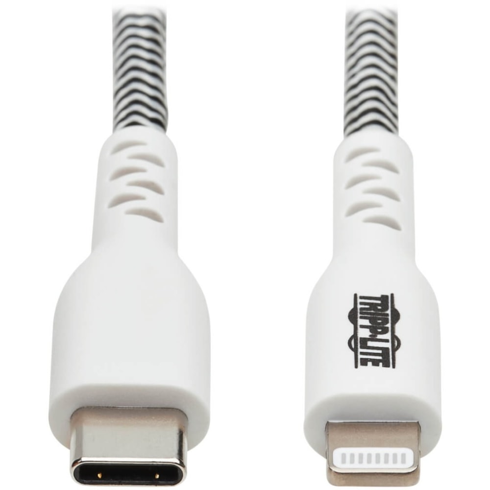 Tripp Lite M102-003-HD Heavy-Duty USB-C to Lightning Cable (M/M), 3 ft. - First End: 1 x Type C Male USB - Second End: 1 x 8-pin Lightning Male Proprietary Connector - 480 Mbit/s - MFI - Nickel Plated Connector - Gold Plated Contact - 28/24 AWG