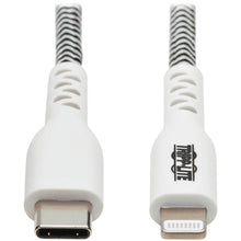 Load image into Gallery viewer, Tripp Lite M102-003-HD Heavy-Duty USB-C to Lightning Cable (M/M), 3 ft. - First End: 1 x Type C Male USB - Second End: 1 x 8-pin Lightning Male Proprietary Connector - 480 Mbit/s - MFI - Nickel Plated Connector - Gold Plated Contact - 28/24 AWG