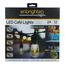 Load image into Gallery viewer, Enbrighten Vintage LED Cafe Lights, 24ft, Indoor/Outdoor, White Cord/White Lights