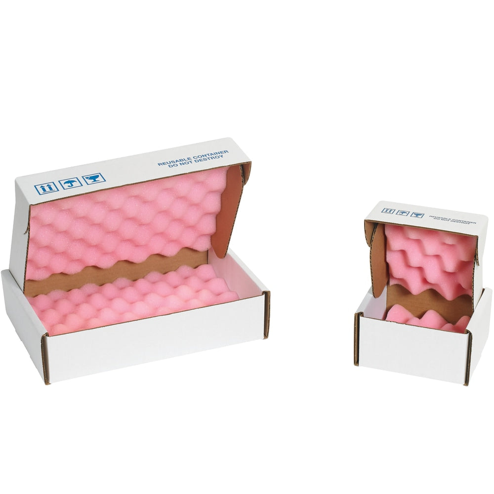 Office Depot Brand Antistatic Foam Shippers, 14inH x 8inW x 2 3/4inD, Pink/White, Case Of 24