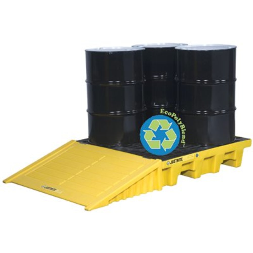 EcoPolyBlend Spill Control Pallets, Yellow, 73 gal, 49 in x 49 in, No Drain