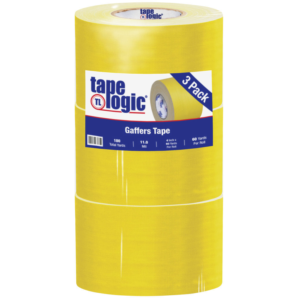 Tape Logic Gaffers Tape, 4in x 60 Yd., 11 Mil, Yellow, Case Of 3 Rolls