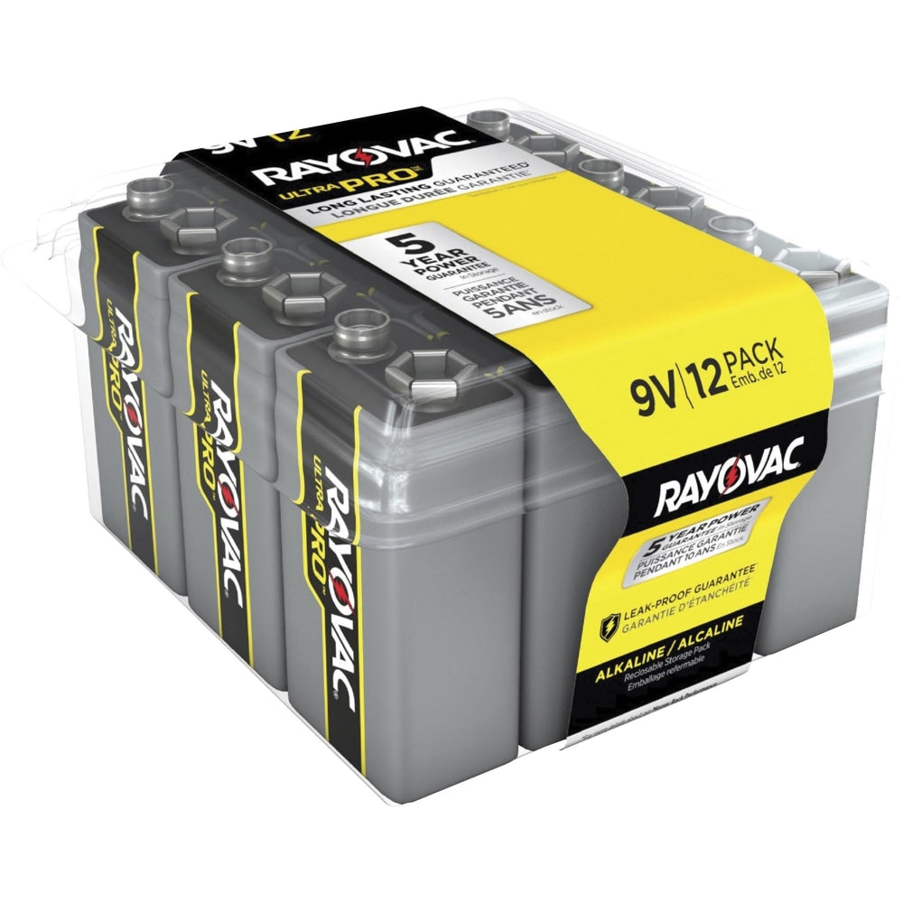 Rayovac Ultra Pro Alkaline 9 Volt Batteries 12-Pack - For Multipurpose - 9V - 9 V DC - 144 / Carton