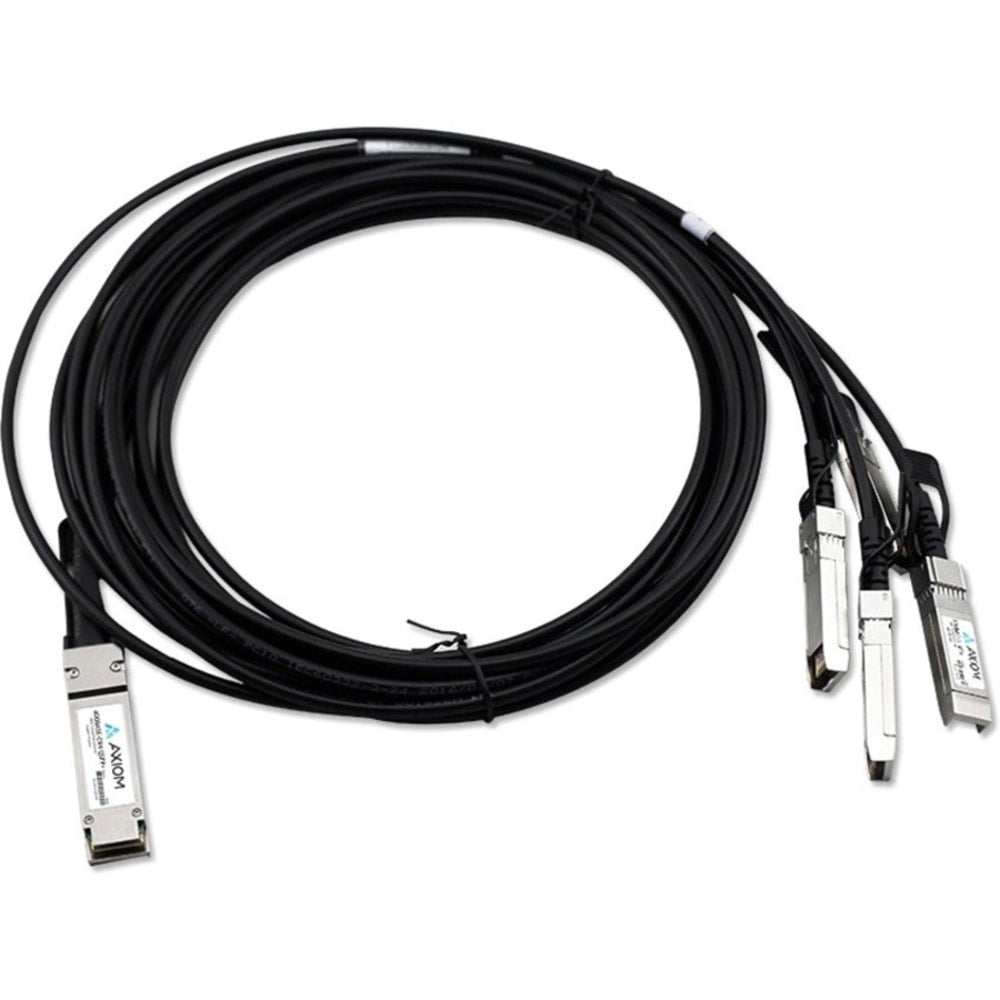 Axiom 40GBASE-CR4 QSFP+ to 4 10GBASE-CU SFP+ Passive DAC Cable HP 1m - 3.28 ft Twinaxial Network Cable for Network Device - First End: 1 x QSFP+ Network - Second End: 4 x SFP+ Network - 40 Gbit/s