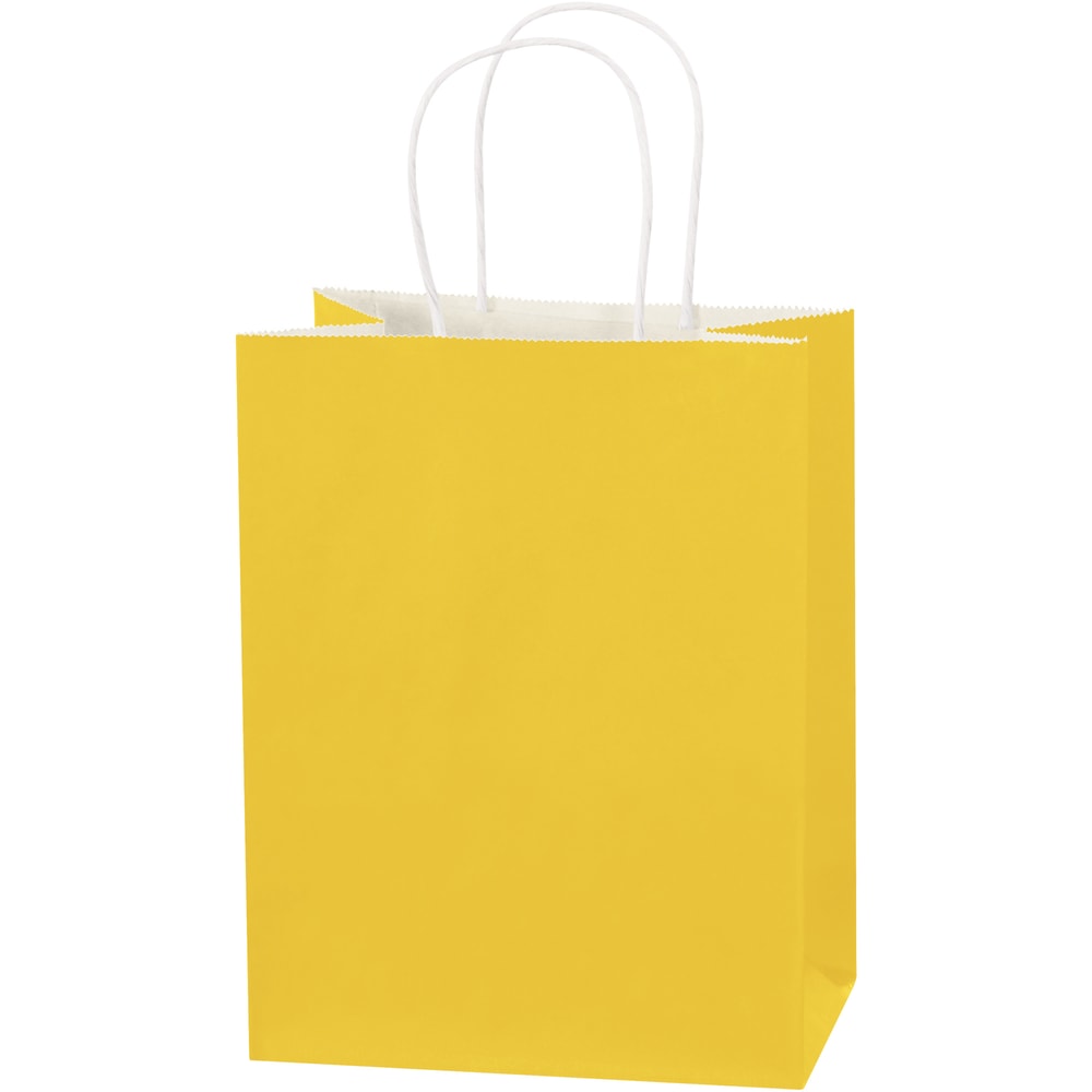 Partners Brand Buttercup Tinted Shopping Bags 8in x 4 1/2in x 10 1/4in, Case of 250