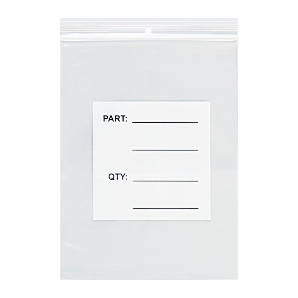 Office Depot Brand 4 Mil Parts Bags w/ Hang Holes, 12in x 18in, Clear, Case Of 500