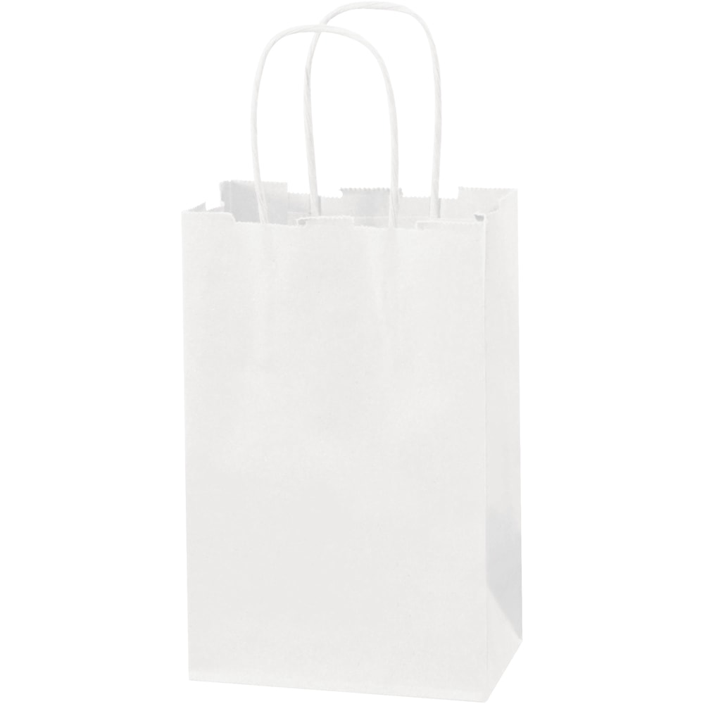 Partners Brand Paper Shopping Bags, 5 1/4inW x 3 1/4inD x 8 3/8inH, White, Case Of 250