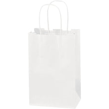 Load image into Gallery viewer, Partners Brand Paper Shopping Bags, 5 1/4inW x 3 1/4inD x 8 3/8inH, White, Case Of 250