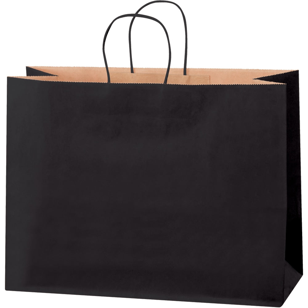 Partners Brand Tinted Shopping Bags, 12inH x 16inW x 6inD, Black, Case Of 250